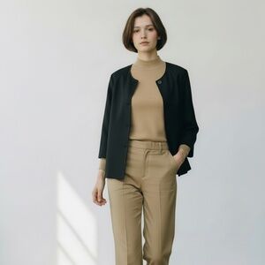 Liz Claiborne Black Minimalist Silk and Linen Swing Jacket 2X